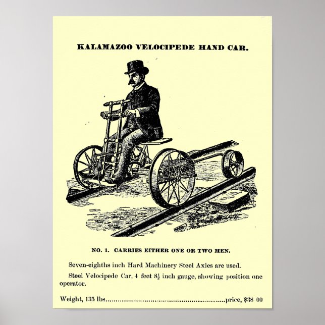 Póster Carro de Mão-de-Ferro KALAMAZOO Velocipede 1887 (Frente)