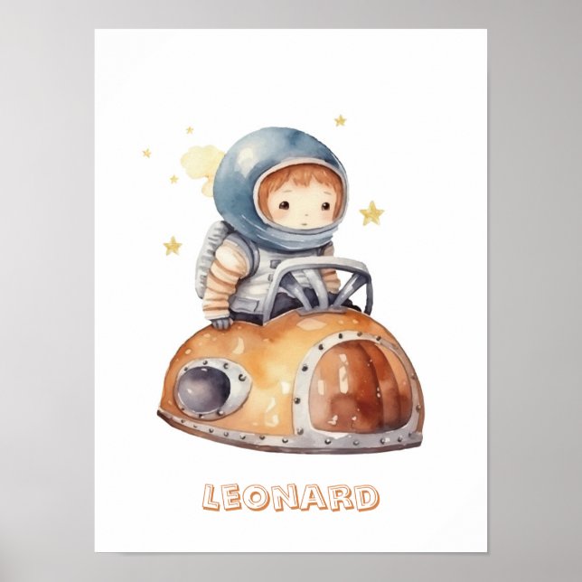 Poster Carro de pequeno astronauta personalizável (Frente)
