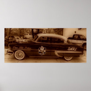 Poster Carro de polícia clássico do vintage D.A.R.E