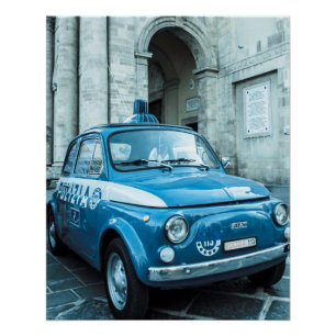 Póster Carro de polícia perfeito do poster   Fiat 500%
