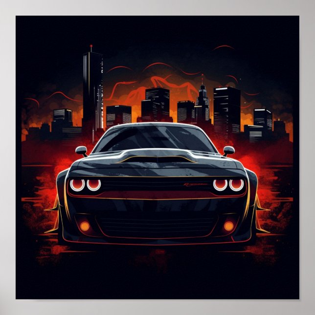 Poster Carro Desafiador Dodge 2018 SRT Demon Sports (Frente)