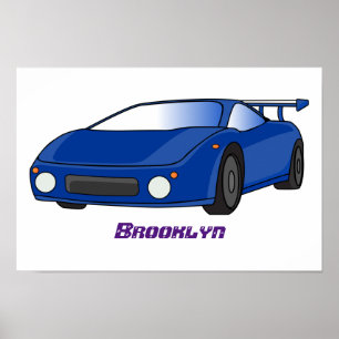 Poster Carro desportivo azul com ilustração de airfoil