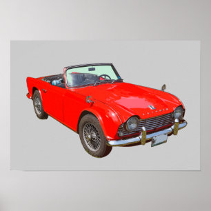 Póster Carro Desportivo Convertível Tr4 Red Triumph