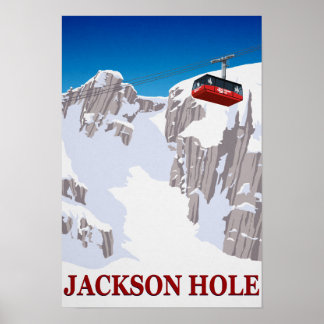 Póster Carro do Cabo de resort Jackson Hole Ski