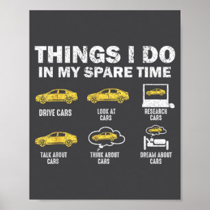 Poster Carro Engraçado 6 Coisas Que Faço No Meu Tempo Liv