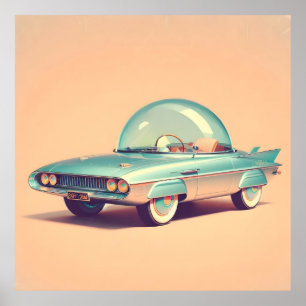 Poster Carro Espacial de Bolhas Futurísticas Atômicas
