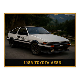 Póster Carro Esportivo Clássico Japonês Toyota AE86 1983