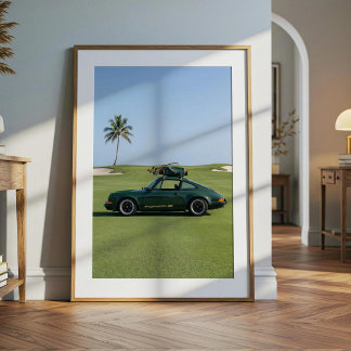 Poster Carro Esportivo Verde Vintage & Golfe