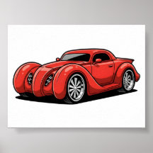 Carro Esportivo Vermelho Lava em Espiral Toon