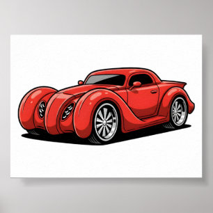 Poster Carro Esportivo Vermelho Lava em Espiral Toon