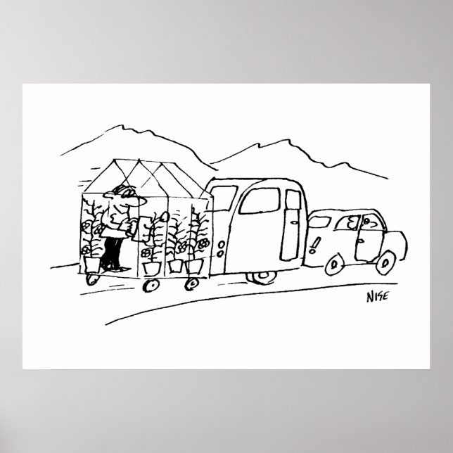 Póster Carro está rebocando uma caravana e também uma est (Frente)