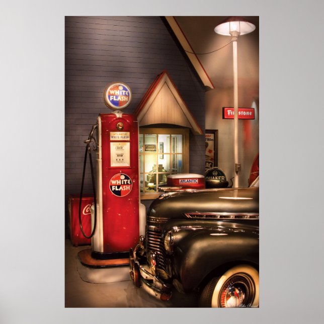 Póster Carro - Gasolina White Flash (Frente)