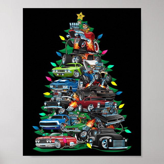 Poster Carro Madness Árvore de Natal! Carros Musculares E (Frente)