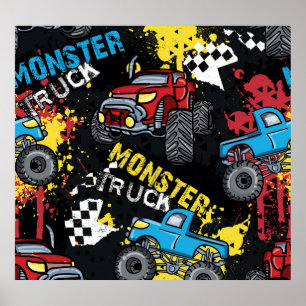 Poster Carro monstro: padrão infantil Abstrato