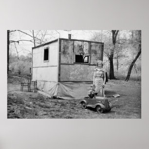 Póster Carro na Grande Depressão, os anos 30 do pedal do