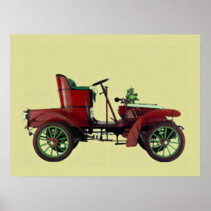 PÓSTER CARRO RETRÔ VERMELHO / RESTAURAÇÃO DE AUTOMÓVEIS -
