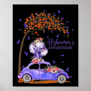 Poster Carro Roxo Fita Floral Alzheimerheimer Awa