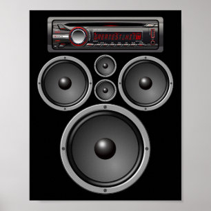 POSTER CARRO STEREO AUTO-FALANTES SISTEMA AUDIO HALLOWEUS