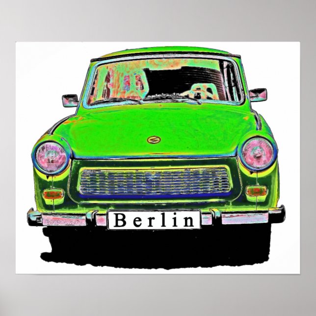 Póster Carro Trabant em Verde, Berlim (Frente)