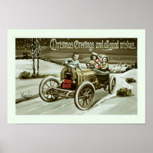 Póster Carro velho e crianças