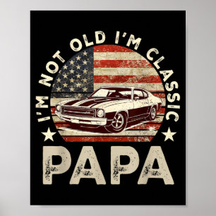Poster Carro Velho Engraçado Clic Bandeira Americana Masc