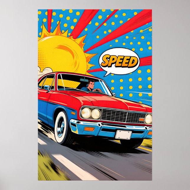 Poster Carro Veloz Arte Pop (Frente)