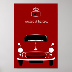 Poster Carro vermelho do menor de Morris do vintage
