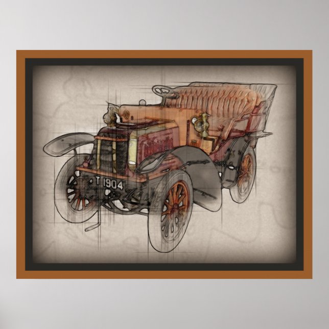 Poster carro vintage (Frente)