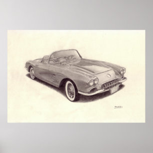 Póster Carro vintage: Chevrolet Corvette