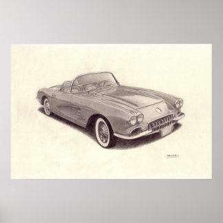 Póster Carro vintage: Chevrolet Corvette