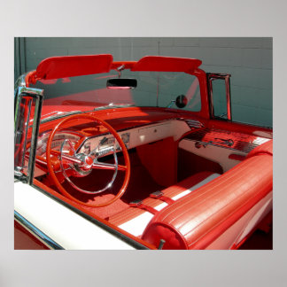 Poster Carro vintage Clássico Vermelho
