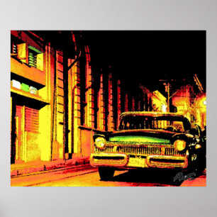 PÓSTER CARRO VINTAGE DE CUBA
