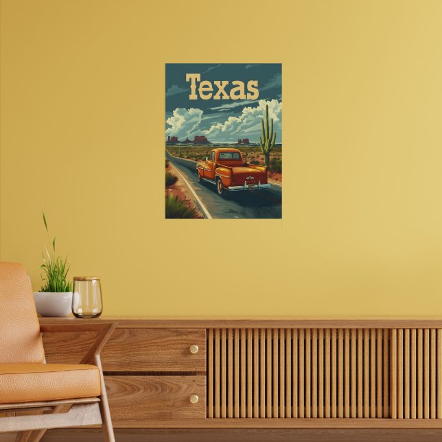 Poster Carro vintage do Deserto do Texas (Sala de Estar 2)