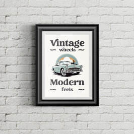 Poster Carro vintage em cores retrorreflectoras.