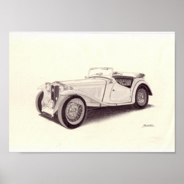 Póster Carro vintage: MG TC (Frente)