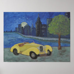 Póster Carro vintage na cidade