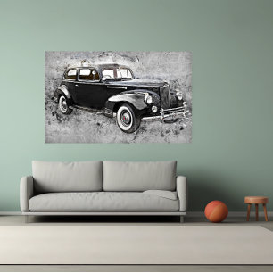 Poster Carro vintage Preto 1941 Packard 110 Automóvel Art