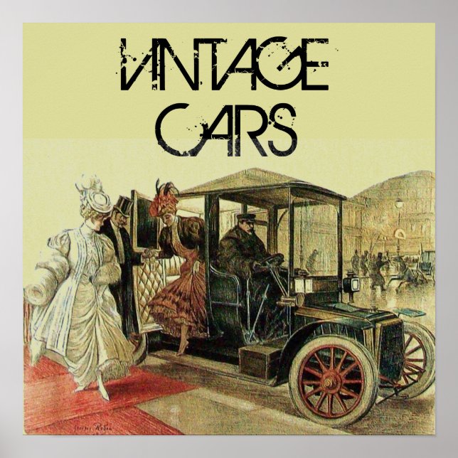 Póster CARRO VINTAGE VERMELHO/Creme AUTOMOTIVO CLÁSSICO (Frente)