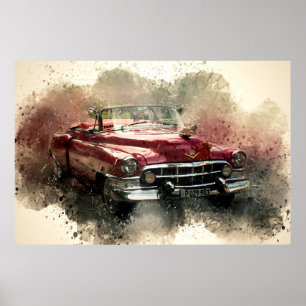 Poster Carro vintage Watercolor