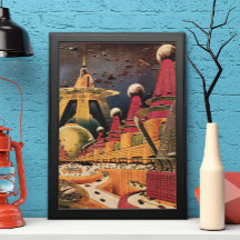 Carro Voador de Cidade Futurística Ficção Ciência 