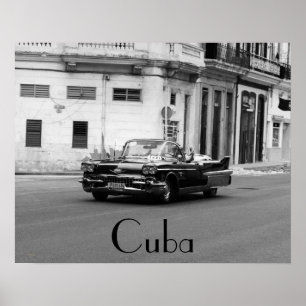Póster Carros americanos em Havana, Cuba