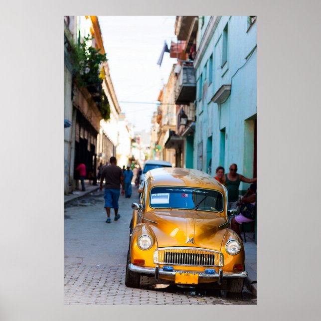 Póster Carros antigos nas ruas de Havana (Frente)