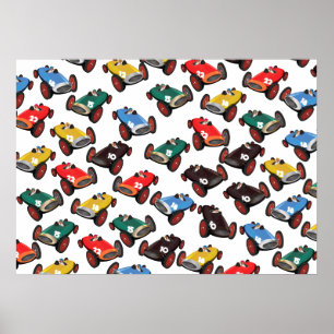 Póster Carros de competência do vintage