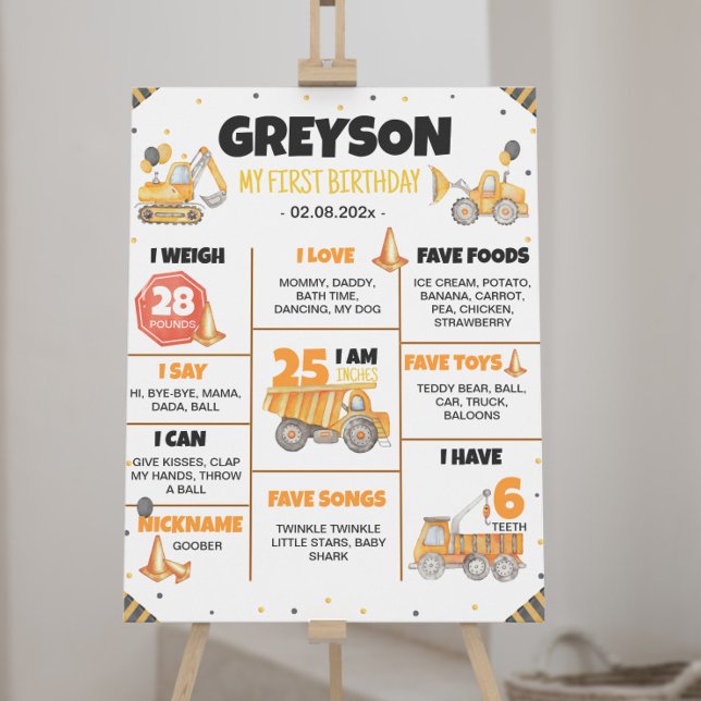 Poster Carros de Construção - Sinal de Marcha de Aniversá (Criador carregado)