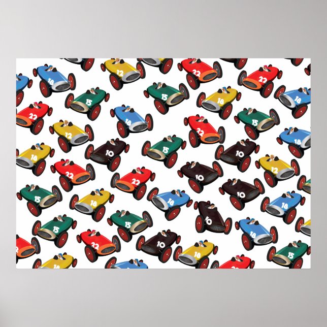 Póster Carros de Corrida Antigos (Frente)