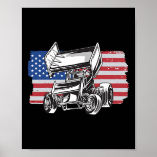 Poster Carros de corrida Sprint Bandeira dos EUA