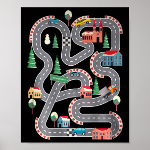 Poster Carros de Jovens Jogam em Pai Ck Race Track Mat Da
