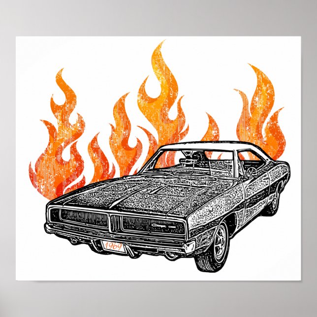 Poster Carros de músculos retrorreflectores (Frente)