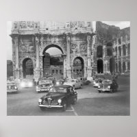 Carros e monumentos antigos Roma Italyvintage,
