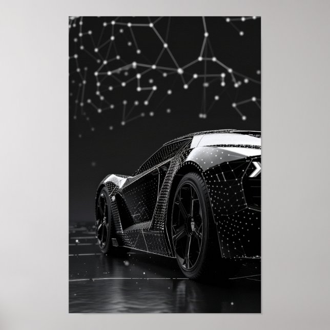 Poster Carros modernos negros elegantes protegidos por gr (Frente)